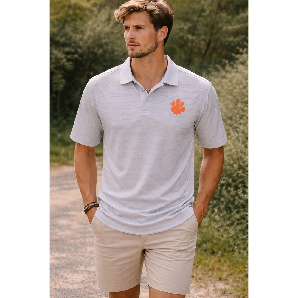Men's 2XL Clemson Tigers Polo Shirt Adidas CLIMALITE Golf Gray Team Issue